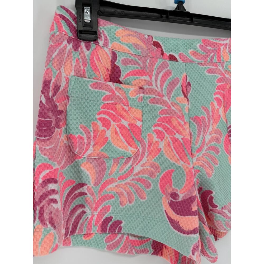 Lilly Pulitzer Alycia Textured Shorts Pink Blue Lovebirds Vibrant Preppy Size 6 - Picture 2 of 8